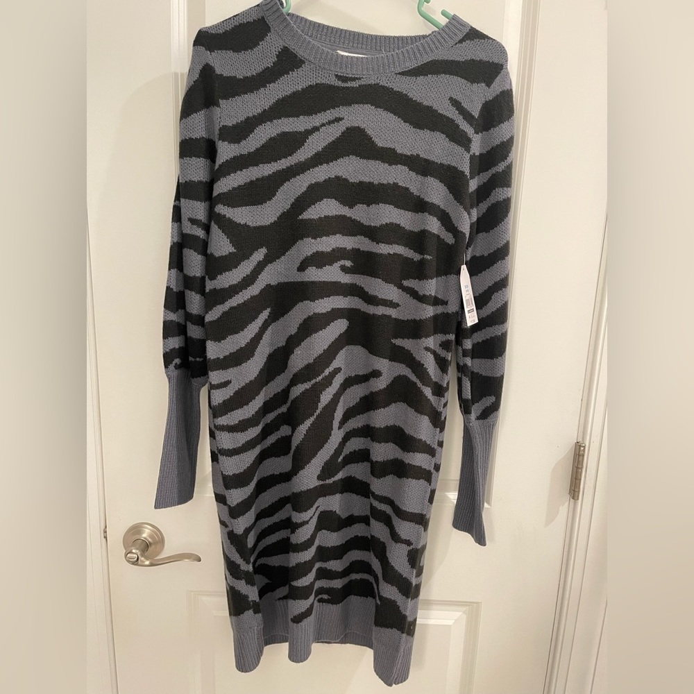 Zebra print sweater dress